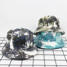 Chapeu Кокосовая двухсторонняя шляпа-ведро, пляжная шляпа для мужчин и женщин, кепка для улицы, летняя рыболовная шляпа с листьями