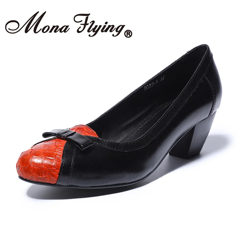 

Mona Flying Women Leather Pumps Shoes Slip-on Fashion Comfort Rounded Toe High Heel Shoes for Women Ladies 6022-1C
