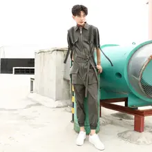 S-6XL! Летний стиль личности молодых мужчин комбинезон с коротким рукавом Повседневный костюм личности девять точек комбинезон корейской версии