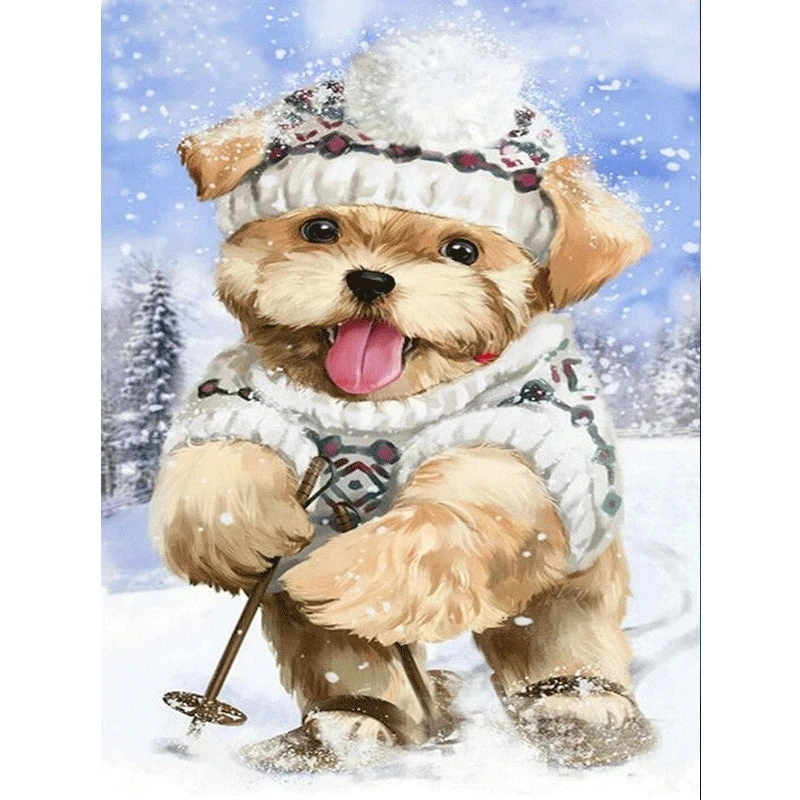 

5D Resin Diamond embroidery Round Diamond Mosaic Craft Cross Stitch DIY Needlework 2018 Fashion Skating Dog KBL