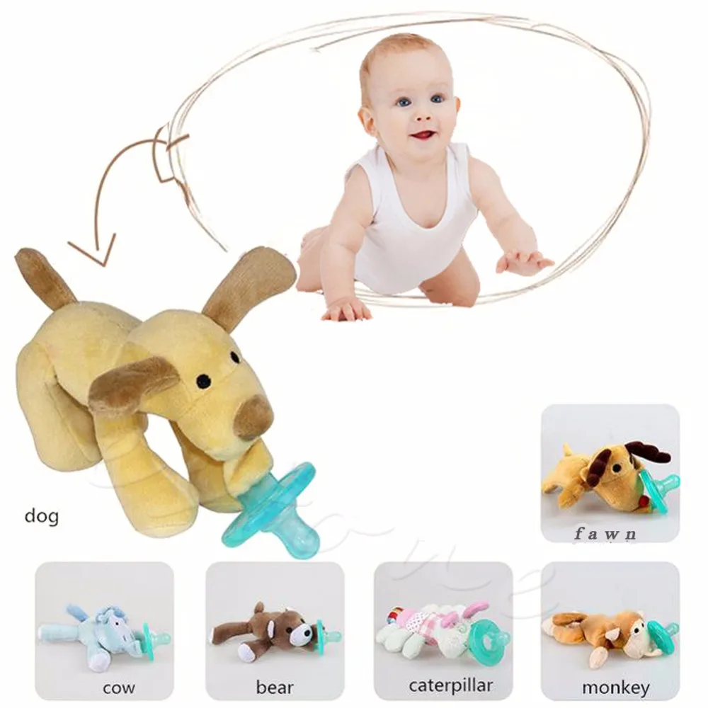 Cute Animal Baby Nipple Infant Wubbanub Silicone Pacifiers with Cuddly