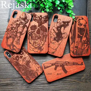 

New Skull Devil Style Wood Phone Case For Huawei P20 Case Natural Wooden Cover Huawei P20 Pro Cases Sculpture PUNK Astronaut AK