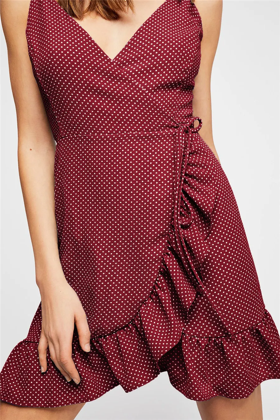 Gladiolus Polka Dot Summer Dress Women Spaghetti Strap V Neck Backless Sexy Ruffles Mini Women Dress Casual Beach Ladies Dresses (17)