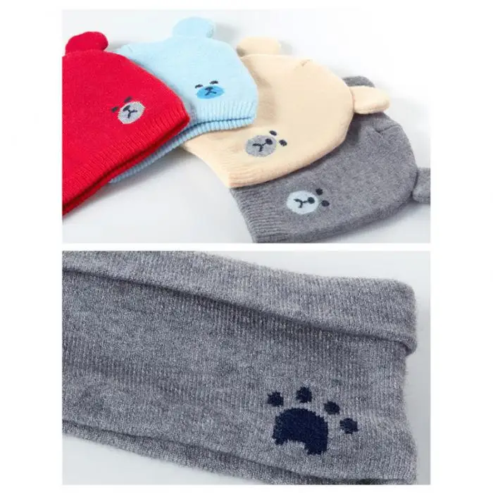 Детская зимняя шапка s наборы с шарфом теплая вязаная Круглая Шапочка Милая шапочка с рисунком медведя LF88