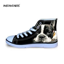INSTANTARTS Children Sneakers Kids Canvas Shoes Cute Terrier Husky Dog Printed High Top Canvas Shoes For Boys Girls Student