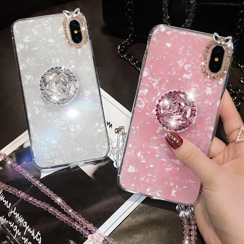 

Luxury 3D Diamond Bling Holder Crystal Strap for iphone S 6 7 8 plus X S XR MAX for Samsung galaxy S8 S9 Plus S10 S10P S10E capa
