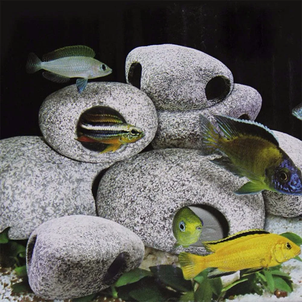 Pecute Cichlid Stone Aquarium Fish Tank Pond Ornament Decoration Shrimp