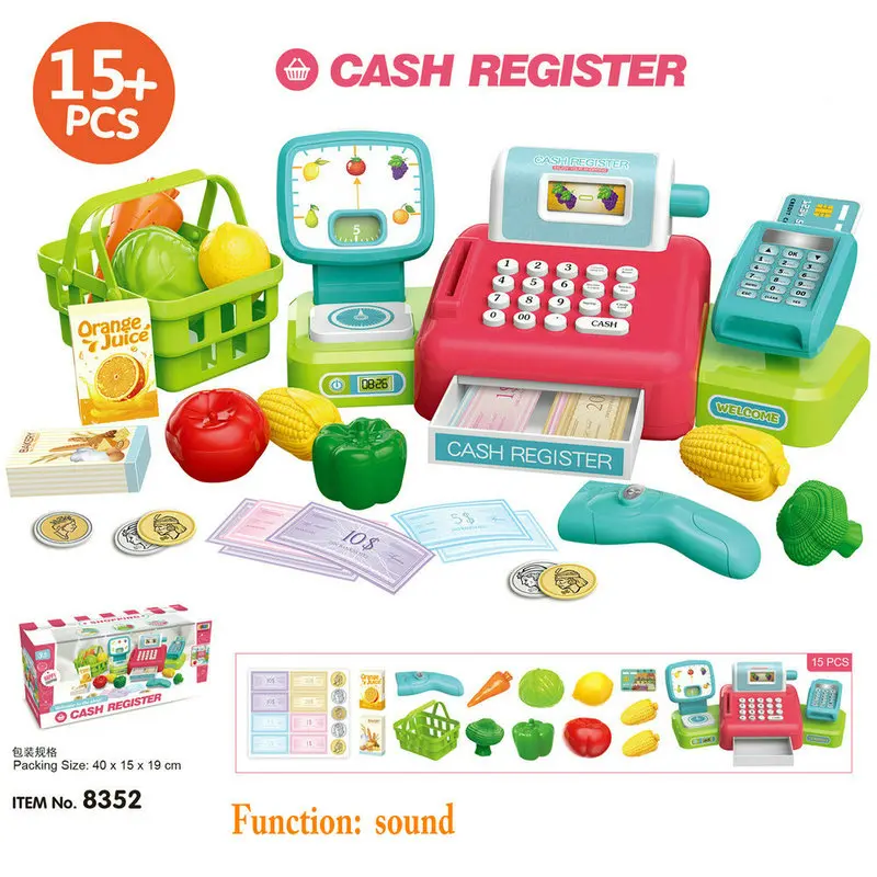 Register com Som Jogos para Crianças Brinquedos Supermercado Cash Calcular Brinquedo Fingir Jogar Meninas Educativos Pos 4 Crianças Brinquedos Supermercado POS Cash Register com