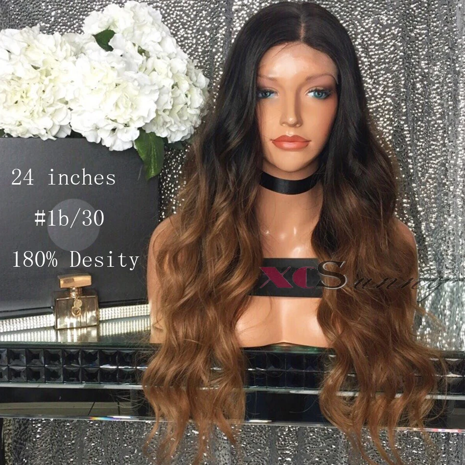 180 Density Peruvian Virgin Bleached Knots Full Lace Wig 2 Tone Color