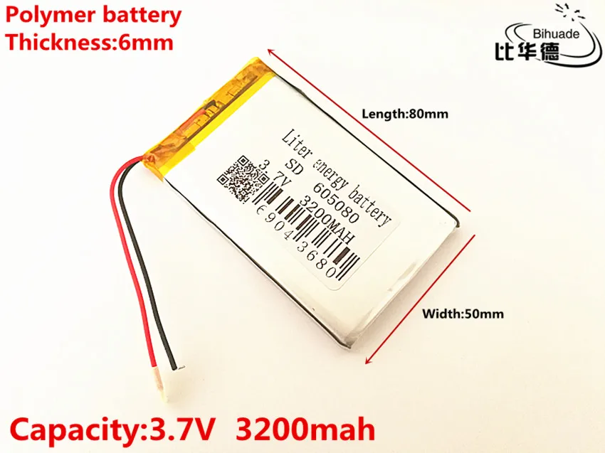 3 7 V 3200mAh 605080 PLIB полимерный литий-ионный/литий-ионный аккумулятор для всех видов