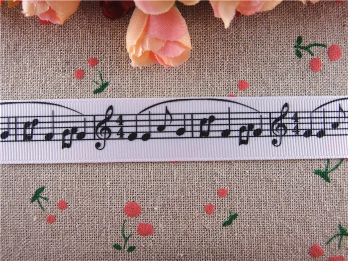 musical note printed grosgrain ribbons 7/8" 22mm hair accessories 5 yards 14122324