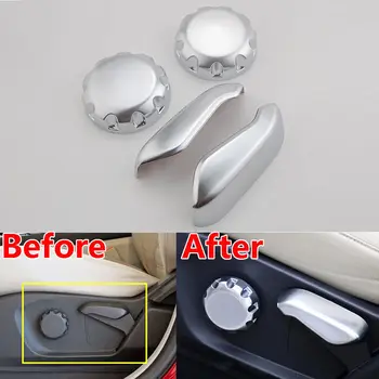 

BBQ@FUKA Car Styling 4pcs Chrome Car Front Seats Waist Adjustment Button Switch Cover Trim Sticker Fit For Ford Edge 2015