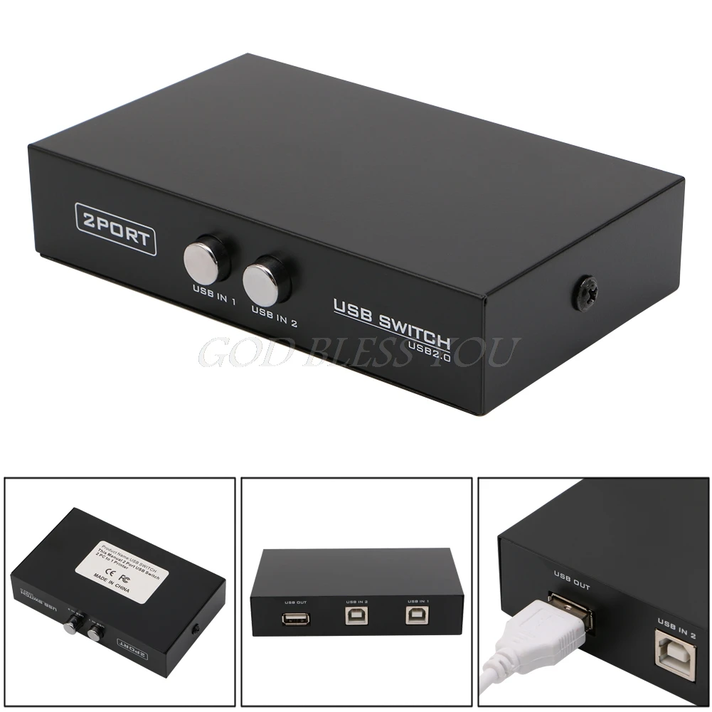 2 порта USB2.0 распределительное устройство переключатель адаптер Коробка для ПК Сканер Принтер