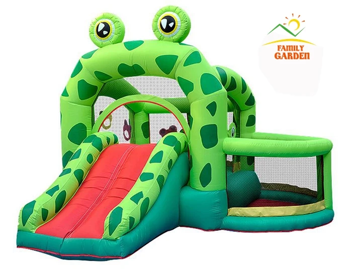 

Bounceland Castle W/pool Slider Inflatable Frog Bounce House Bouncer Moonwalk With Air Blower