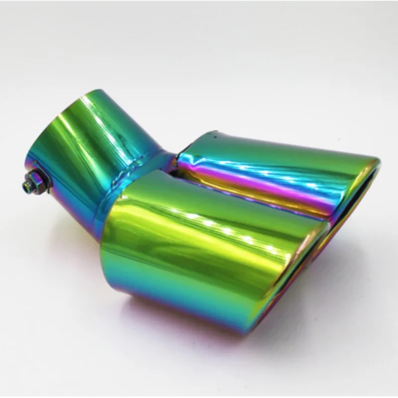 YZ green colorful Painting double tilt pipe Universal Exhaust Tailpipe