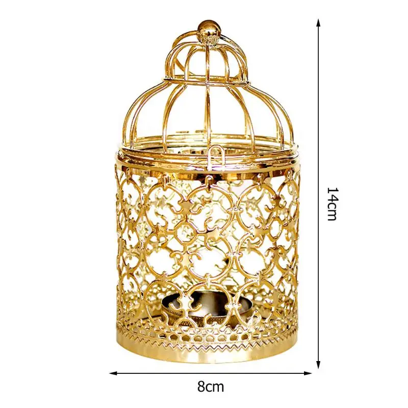 Европейский стиль полый подсвечник подвесная клетка для птиц подсвечник Фонарь домашний свадебный Декор Подсвечник золото розовое серебро