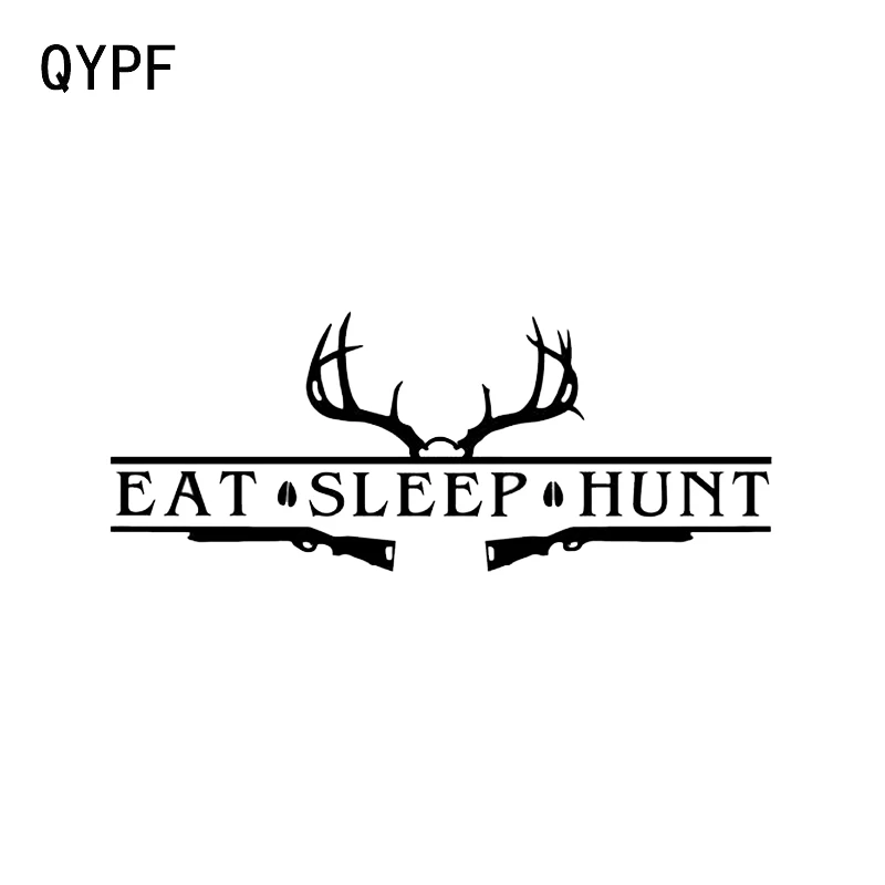 QYPF 15.8*6.2CM Mysterious Eat Sleep Hunting Deer Decor Car Sticker Vinyl Extreme Movement Silhouette C16-1768