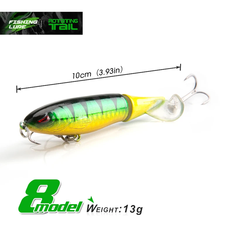 DONQL Minnow Rotating Tail Fishing Lure 10cm 13g With Soft Whirling Tail Treble Hooks Whopper Popper Topwater Fishing Baits      (15)