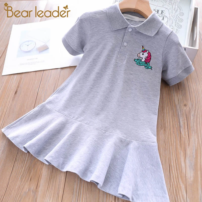 

Bear Leader Children's Clothes 2019 New Summer Preppy Style Round Collar Sweet Dot Short Sleeve Ruffle Dress 3-7Y Girls Dresses