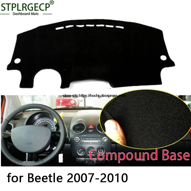 

STPLRGECP double layer Black Dash Mat For Volkswagen VW beetle 07-10 Dashmat Black Carpet Car Dashboard Automotive interior Mats