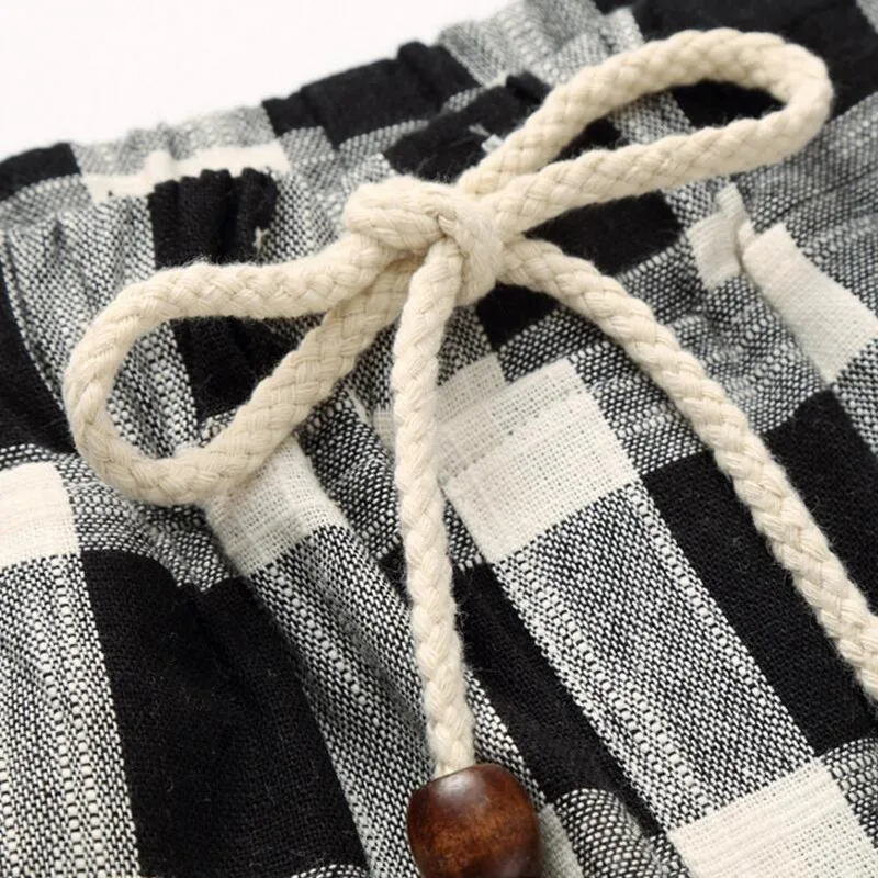 Promo 2019 New style fashion Male summer high-grade cotton linen grid Beach shorts Men Breathable loose leisure gym shorts S-5XL