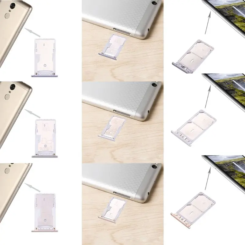 

SIM Card Tray Dual Slot Holder Carrier Container Repair Part for Redmi 3 3S Note3 Qualcomm/MediaTek Version