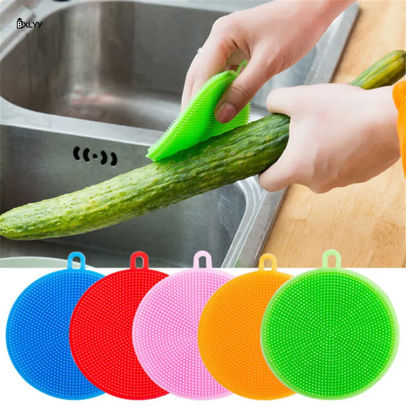 

BXLYY Silica Gel Decontamination Dishwashing Brush Kitchen Scouring Pad Fruit and Vegetable Cleaning Kitchen Insulation Pad.7z