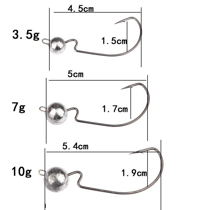 Новинка, 4 шт., открытая свинцовая головка, 3,5 г, 7 г, 10 г, колючий крючок, Мягкая приманка, крючок, рыболовные крючки