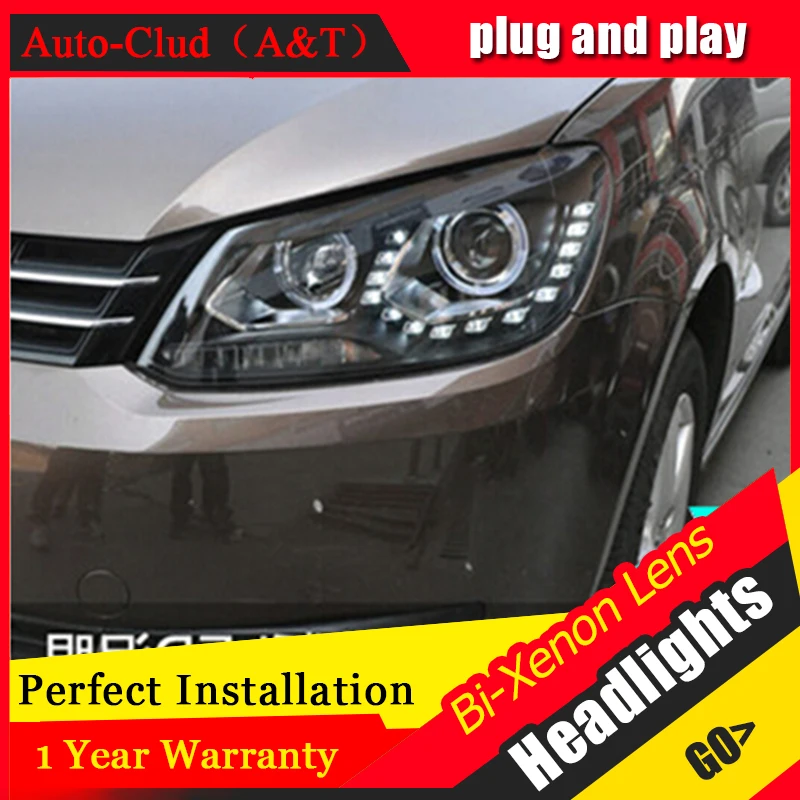 Auto Clud 2010 2015 vw touran headlights LED light DRL car styling bi xenon lens HID