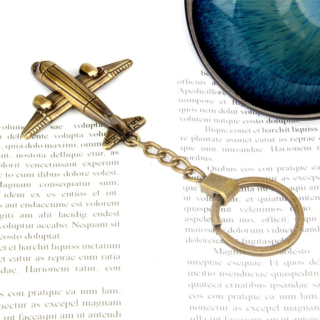 Fashion Airplane Charms Keyring Antique Bronze Aircraft Pendant Keychain Decor Accessories Ornament Jewelry