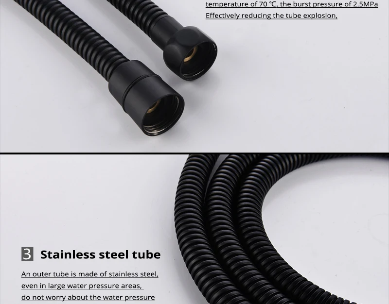 DCAN Plumbing Hoses Stainless Steel Black Shower Hose 1.5m Plumbing Hose Bath Products Bathroom Accessories Shower TubingHoses (11)