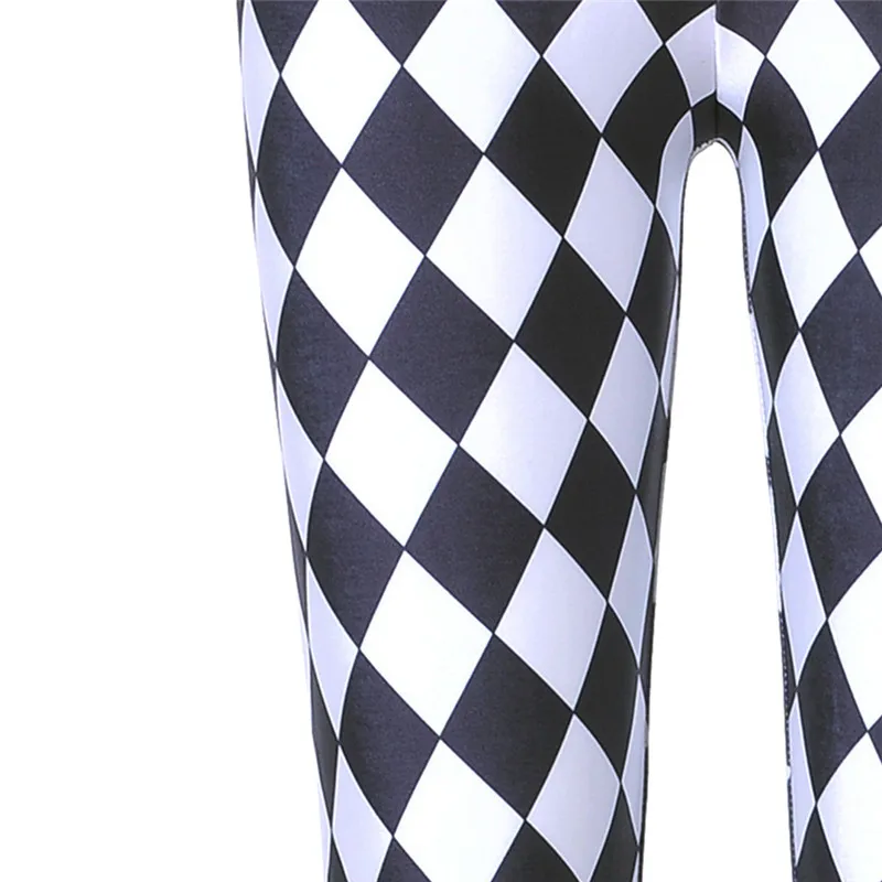 NORMOV леггинсы для фитнеса женские черно-белые клетчатые леггинсы модные леггинсы Harajuku готические леггинсы с геометрическим рисунком штаны в стиле панк-рок