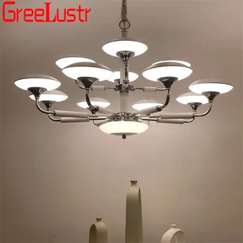 

Modern Art Design Led Chandelier Lights White Acrylic Pendant Lamp For Living Room Arm Branch Lustre Hanging Lighting Fixtures