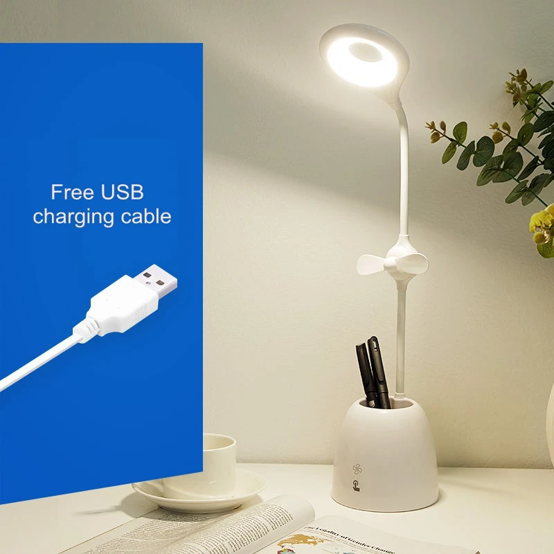 

Book Reading Night Light White Touch Sensor Light USB Power Table Light LED Desk Lamp Flexible Eye Protection Pen Holder
