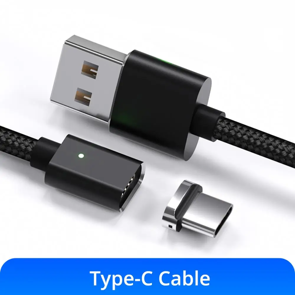 GUUGEI Магнитный usb кабель для зарядки type-C кабель для быстрой зарядки 3,0 type-C кабель для быстрой зарядки и синхронизации данных нейлоновые кабели для мобильных телефонов - Цвет: Black Type C Cable