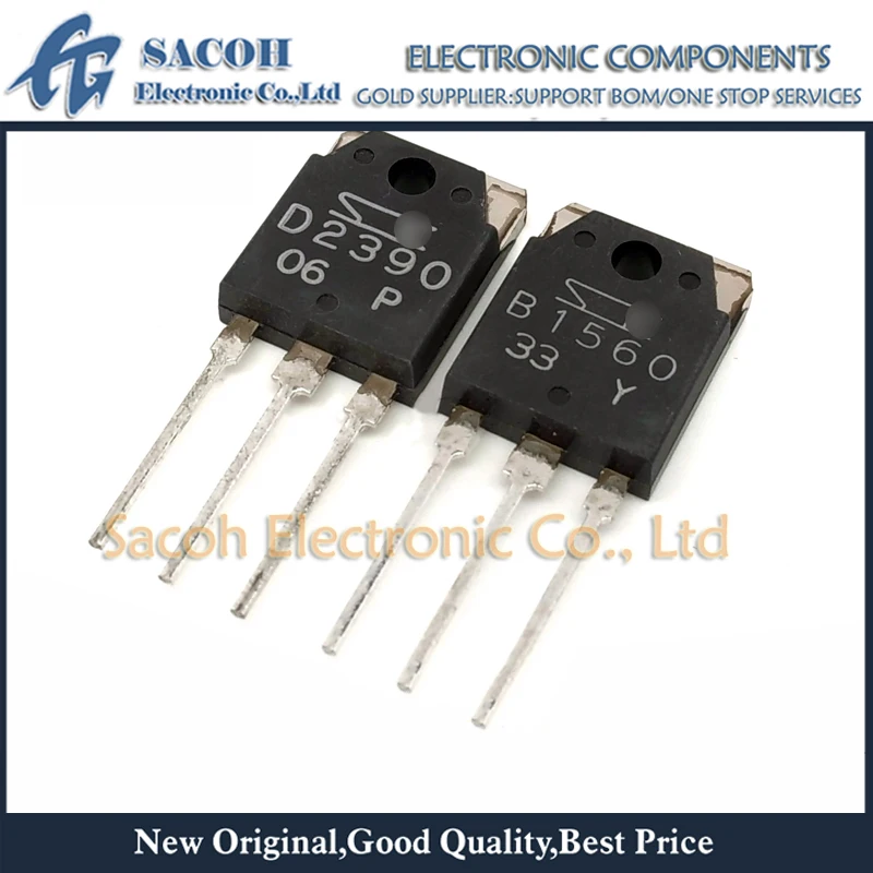 

New Original 2Pairs(10Pcs)/Lot 2SB1560 B1560 + 2SD2390 D2390 TO-3P 10A 160V Silicon Darlington Power Transistors