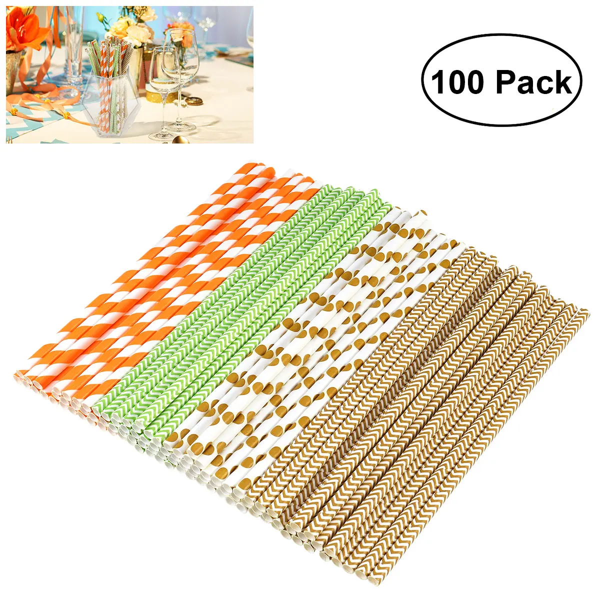 100 шт. Бумага Соломинки точка полосатый волна питьевой украшения для дня рождения