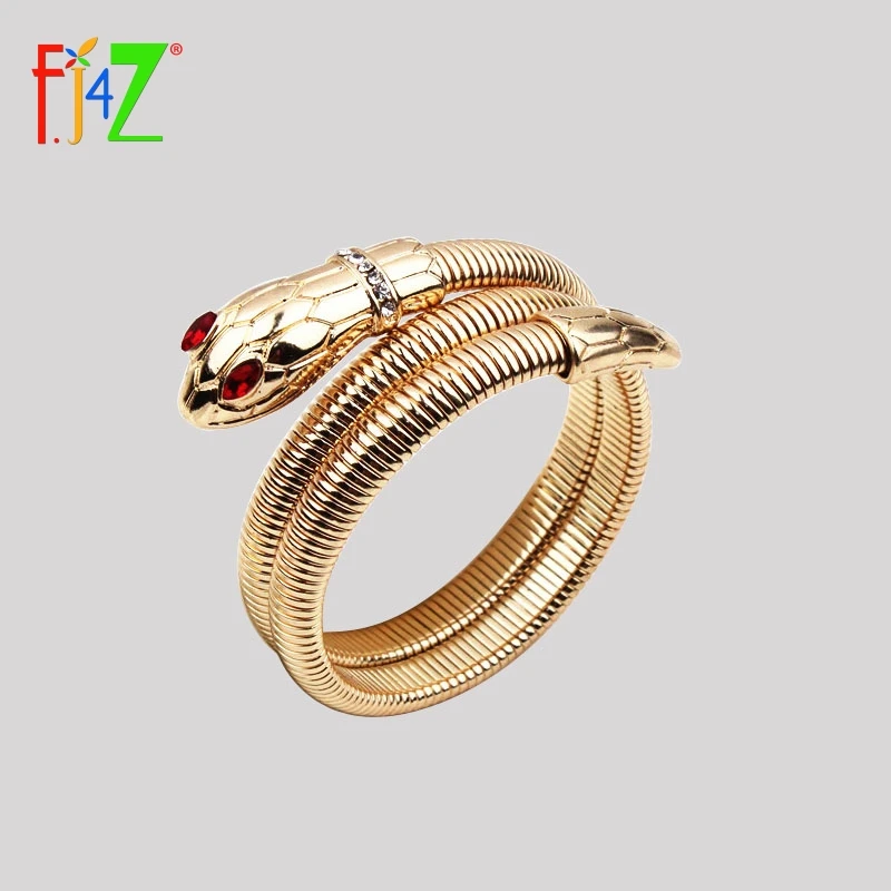 

F.J4Z New Women Bracelets Fashion Golden Alloy Snake Bangles Bracelets Vintage Stunning Hand Jewelry Bransoletka Kobieta