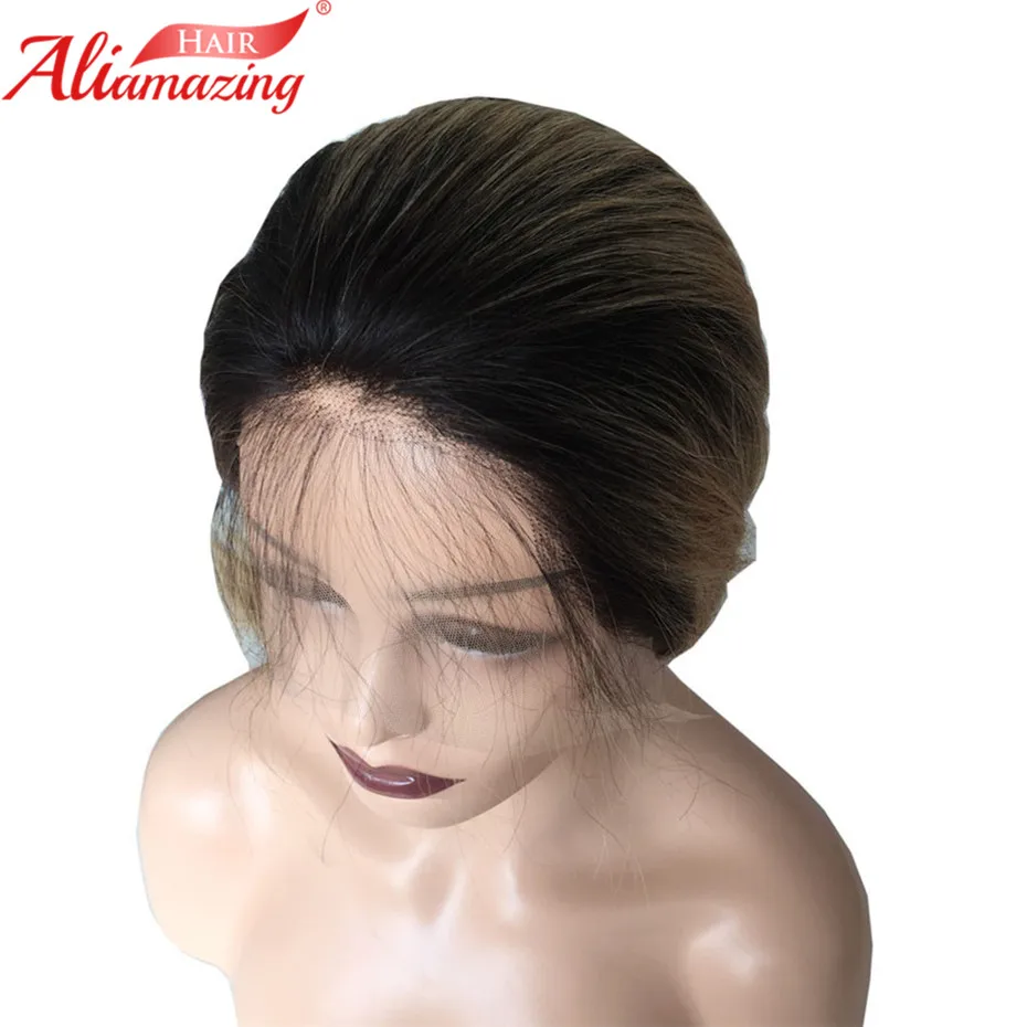 Aliamazing передний парик волос Ombre Цвет 1B/27 Бразильский шелковистый прямой 130%