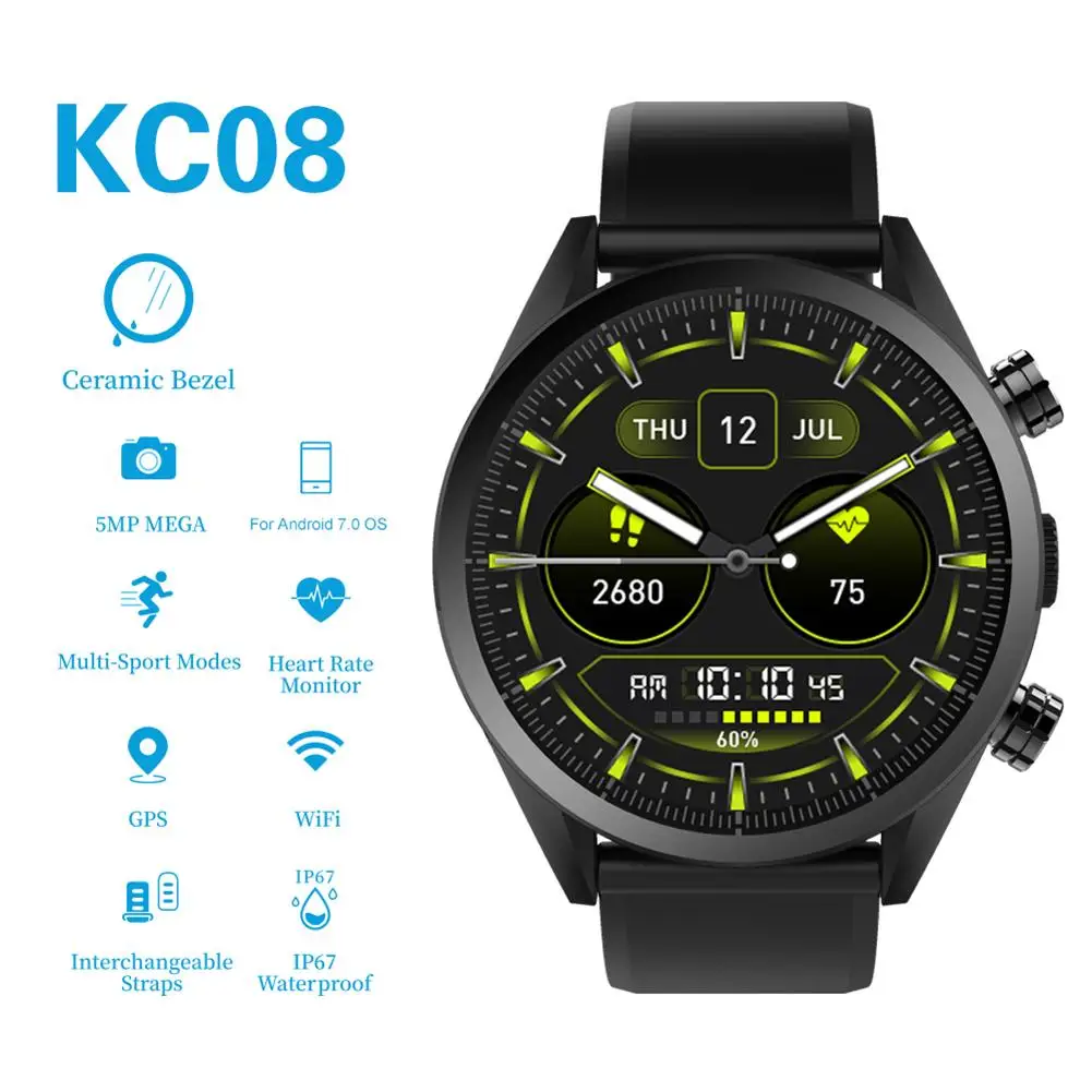 

KC08 1.39inch 1+16GB 4G Call GPS Heart Rate Sleep Monitor Pedometer Smart Watch 4G Call GPS Heart Rate Sleep Monitor