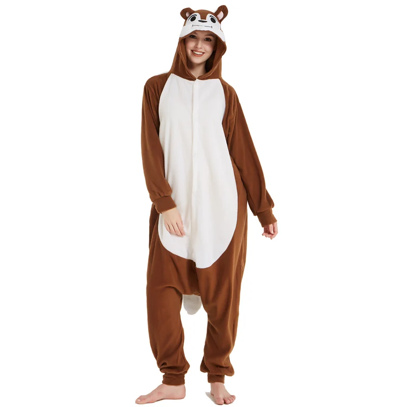 Пижама с белкой на Хэллоуин Kigurumi для женщин ткань флис зимняя комбинезон
