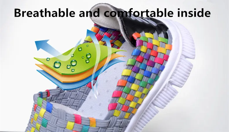 Big Size 35-44 Yards Woven Mesh Women Shoes Round Head Breathable Soft Flats Slip-On Footwear Lightweight Outdoor Casual Shoes (3)