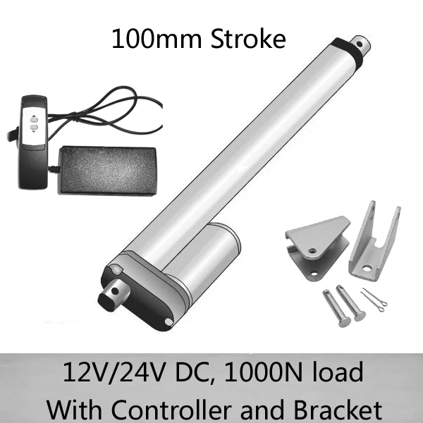 

4inch/100mm stroke linear actuator for recliner chair parts , 1000N/100kgs load 12v with controller and mounting bracket