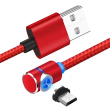 1 м 2 м светодиодный магнитный Micro USB кабель для samsung huawei Xiaomi Android телефон нейлоновый плетеный кабель зарядного устройства для Micro USB порта