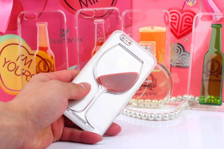 

Liquid Quicksand Red Wine Clear Phone Case For iPhone SE/ 5S /6 /6S/6Plus/6S Plus/7/7 plus Transparent hard phone back Cover