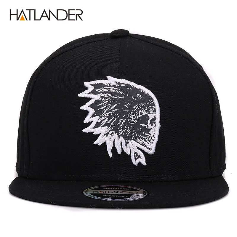 [HATLANDER] التطريز الجمجمة قبعات بيسبول الهيب هوب snapbacks شقة بريم العظام gorra الرياضية snapback قبعات للرجال النساء للجنسين