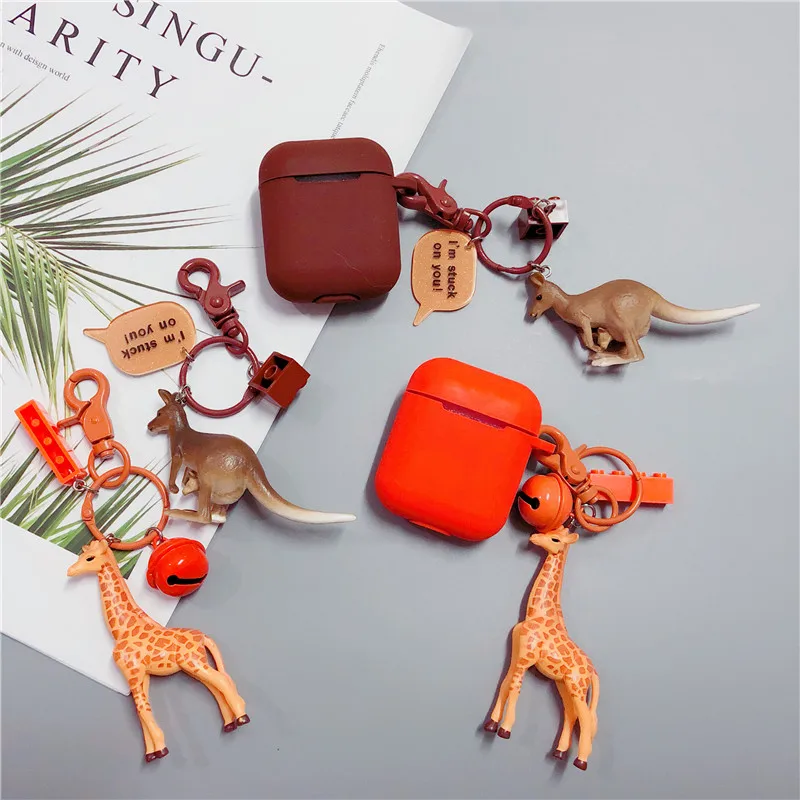 

For Airpods Cover Soft TPU Silicone Cases fashion with cute Animal Cartoon Hook Bluetooth Wireless Earphone Charging Box case