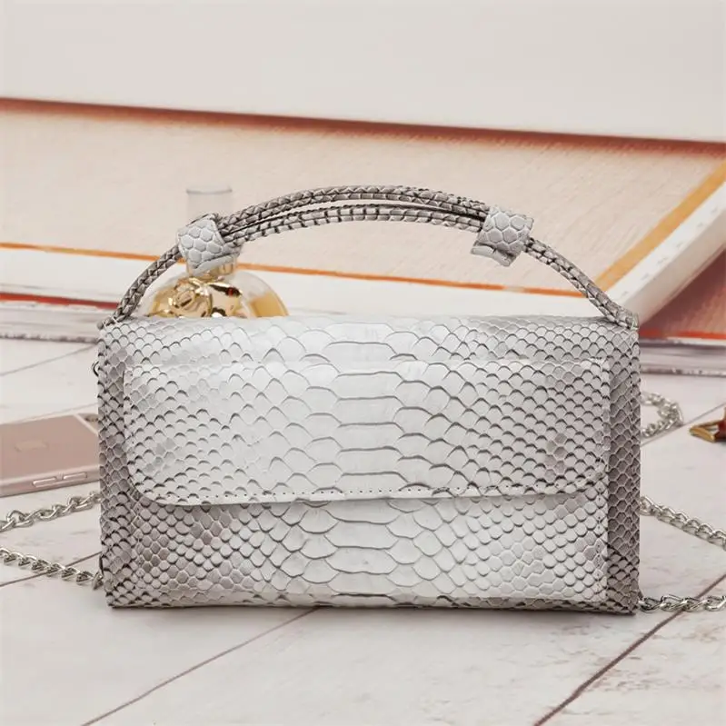 New Style Luxury Handbags For Women Genuine Leather Day Small Clutch One Chain Shoulder Cross-body Bags Crocodile Pattern Purse - Color: Beige 3