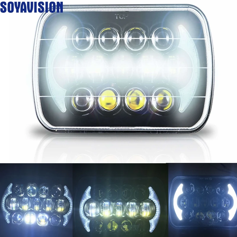 pair 5x7 7x6 inch led headlight 7 inch 105W headlamp replacements for 1986-1995 Jeep Wrangler YJ and 1984-2001 Jeep Cherokee XJ.Pjpg