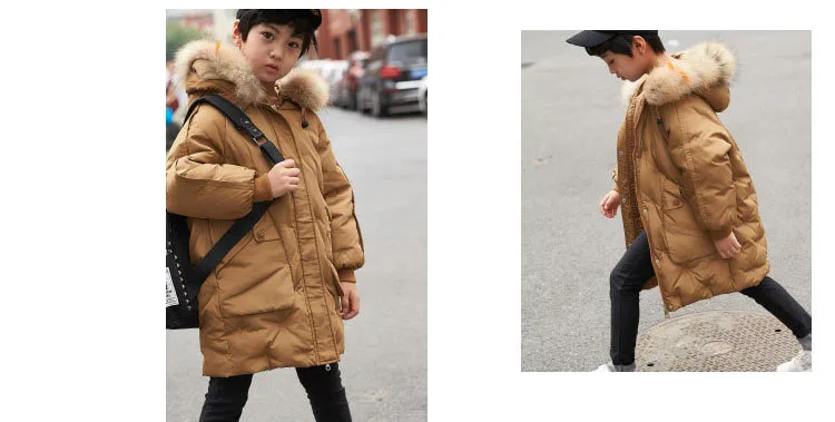New Fashion 2018 white duck down jackets girls winter coat for boys warm tops clothing fur hooded long coat for kids outerwear (9)